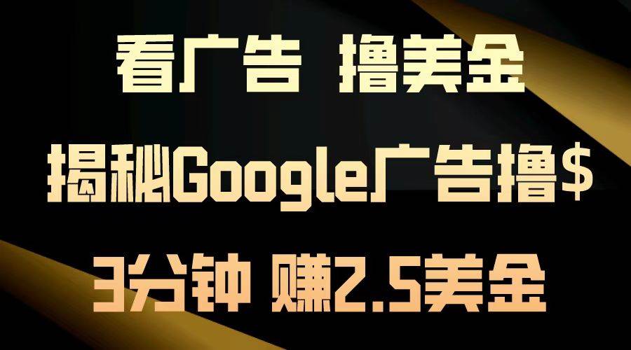 （13114期）看广告，撸美金！3分钟赚2.5美金！日入200美金不是梦！揭秘Google广告…-星火爱财