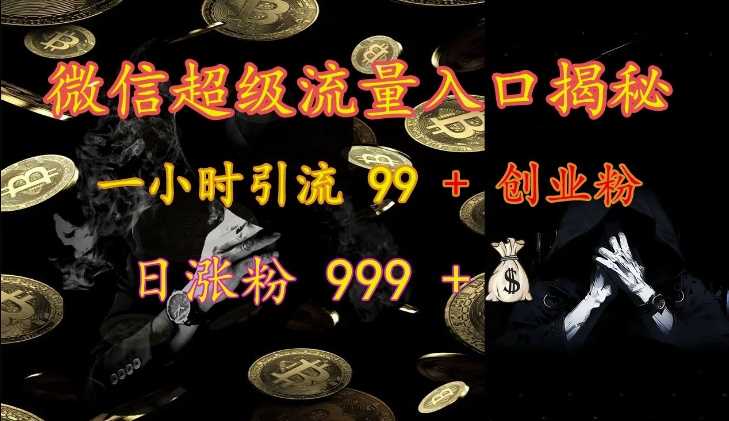 微信超级流量入口揭秘：一小时引流 99 + 创业粉，日涨粉 999 +-星火爱财