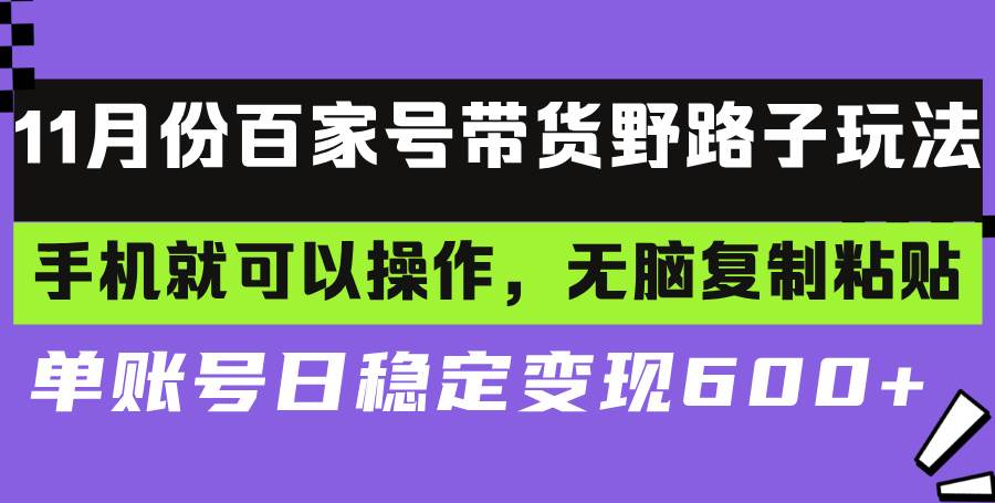 （13281期）百家号带货野路子玩法 手机就可以操作，无脑复制粘贴 单账号日稳定变现…-星火爱财