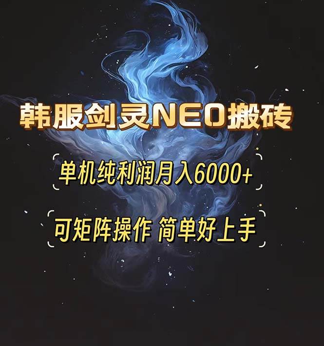 （13435期）韩服剑灵NEO搬砖攻略，单机纯利润月入6000+ 可矩阵操作，简单好上手。-星火爱财