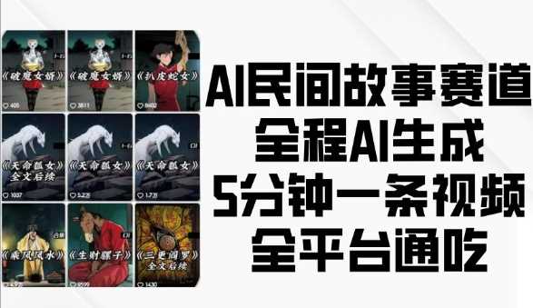 AI民间故事赛道，全程AI生成5分钟一条视频，全平台通吃-星火爱财