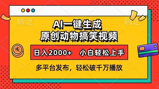 （13855期）AI一键生成动物搞笑视频，多平台发布，轻松破千万播放，日入2000+，小…-星火爱财
