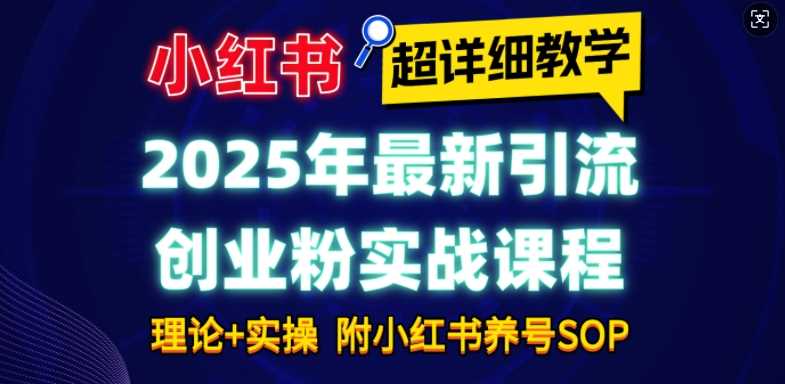 2025年最新小红书引流创业粉实战课程【超详细教学】小白轻松上手，月入1W+，附小红书养号SOP-星火爱财