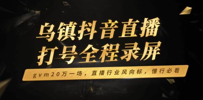 （14014期）乌镇抖音直播打号全程录屏，gvm20万一场，直播行业风向标，懂行必看-星火爱财