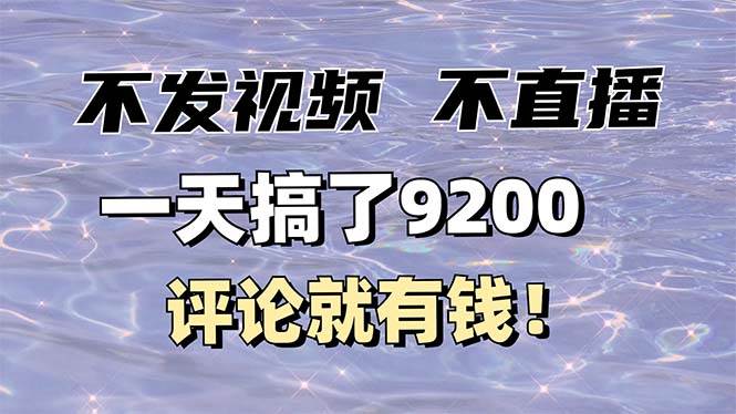 （14018期）不发作品不直播，评论就有钱，一条最高10块，一天搞了9200-星火爱财