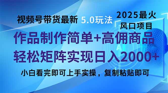（14191期）视频号带货最新5.0玩法，作品制作简单，当天起号，复制粘贴，轻松矩阵…-星火爱财