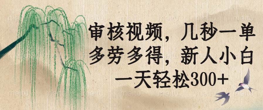 （14202期）审核视频，几秒一单，多劳多得，新人小白一天轻松300+-星火爱财