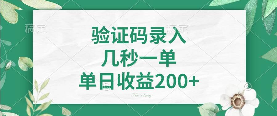 （14221期）验证码录入，几秒一单，单日收益200+-星火爱财