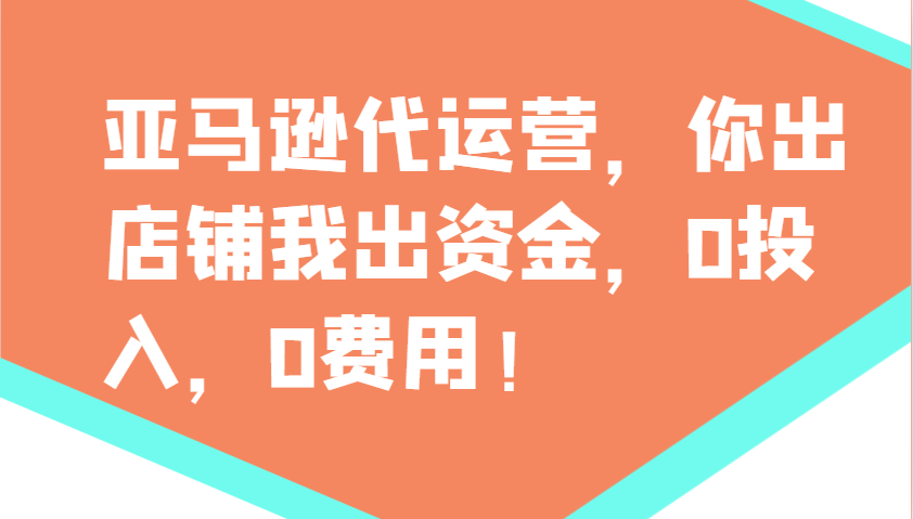 亚马逊代运营，你出店铺我出资金，0投入，0费用，无责任每天300分红，赢亏我承担-星火爱财