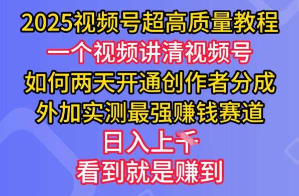 2025视频号超高质量教程，两天开通创作者分成，外加实测最强挣钱赛道，日入多张-星火爱财
