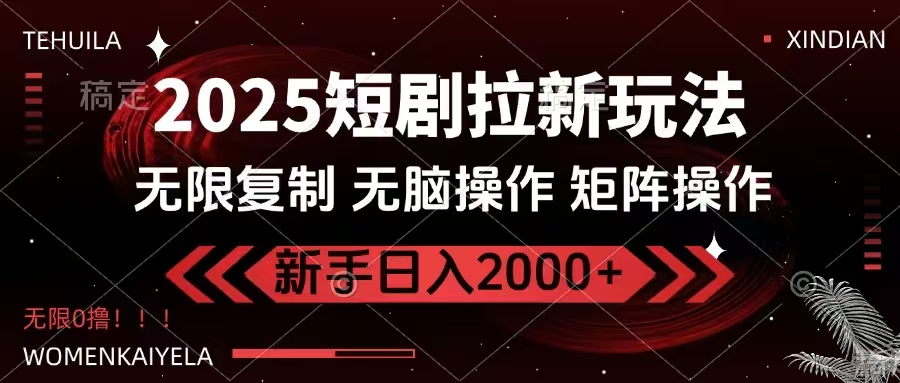 （14429期）2025短剧拉新玩法，无需注册登录，无限0撸，无脑批量操作日入2000+-星火爱财