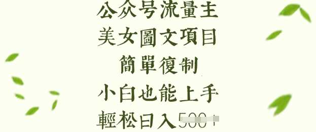 流量主长期收益项目，美女图片简单复制，小白也能上手，轻松日入5张-星火爱财
