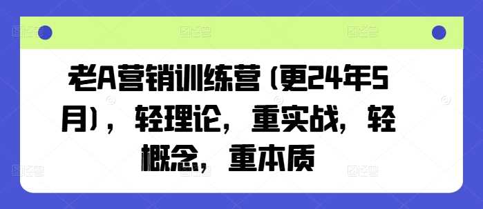 老A营销训练营(更25年3月)，轻理论，重实战，轻概念，重本质-星火爱财