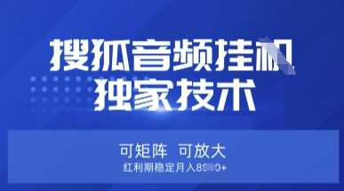 【搜狐音频挂G】独家技术，可矩阵可放大，红利期稳定月入8k【揭秘】-星火爱财