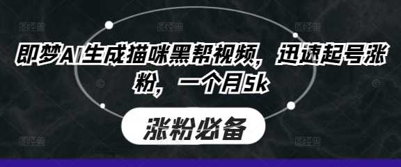 即梦AI生成猫咪黑帮视频，迅速起号涨粉，一个月5k-星火爱财