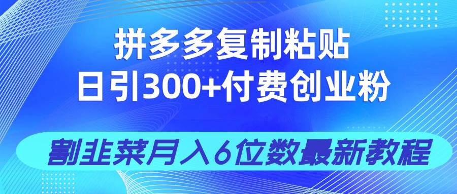 （14232期）拼多多复制粘贴日引300+付费创业粉，割韭菜月入6位数最新教程！-星火爱财