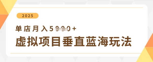 虚拟项目垂直玩法，实现单店月入5k+-星火爱财