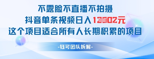 不露脸不直播不拍摄抖音单条视频日入1k+这个项目适合所有人长期积累的项目-星火爱财