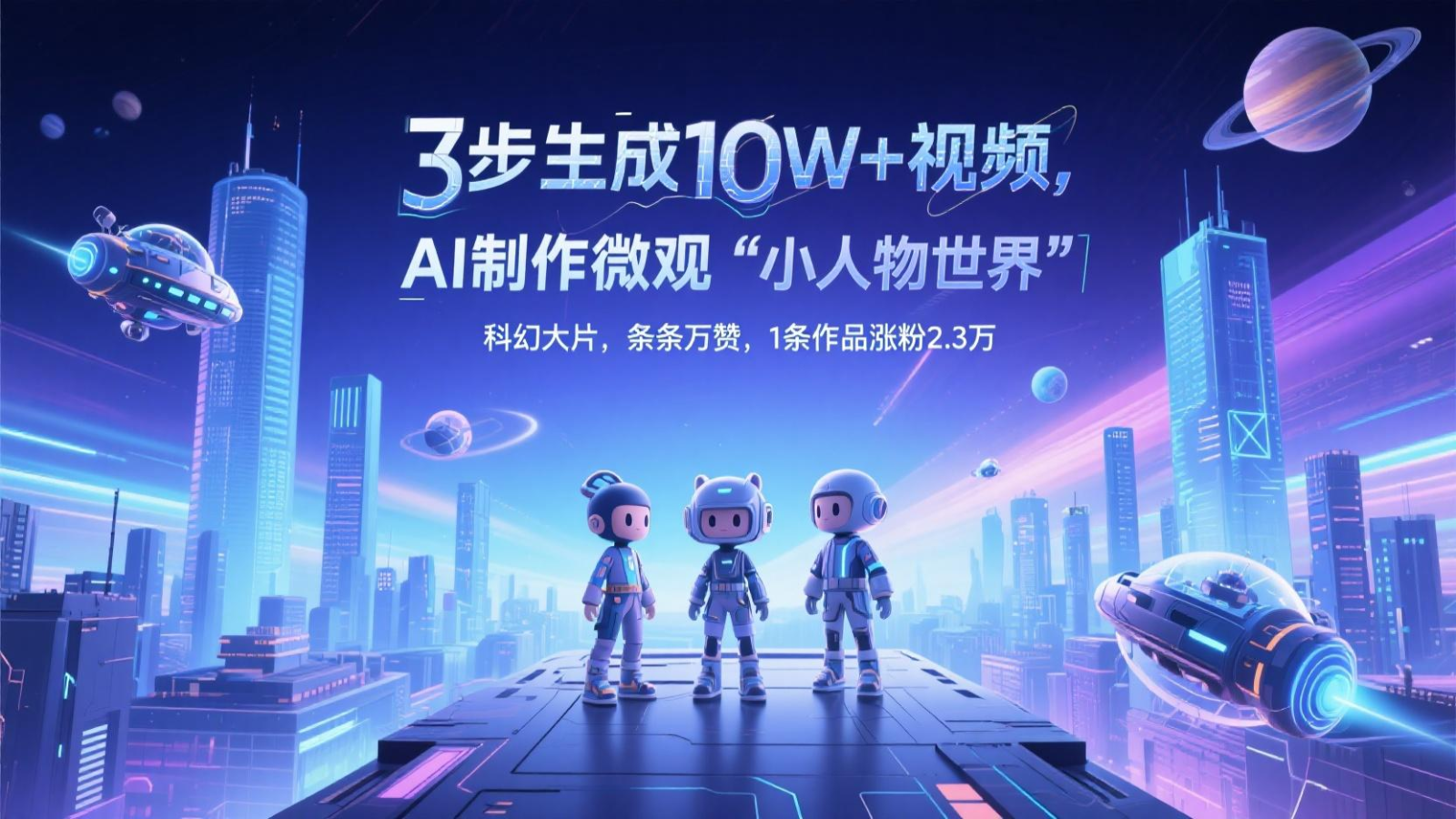 三步生成10W+视频，AI制作微观“小人物世界”科幻大片，条条万赞，1条作品涨粉2.3万-星火爱财