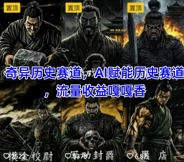 抖音奇异历史赛道，AI赋能历史赛道，流量收益嘎嘎香，狂撸伙伴计划-星火爱财