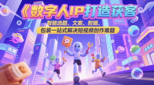 数字人IP打造获客变现实操课，智能选题、文案、剪辑、包装一站式解决短视频创作难题-星火爱财