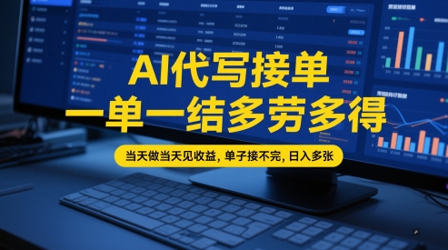 AI代写接单，一单一结多劳多得，当天做当天见收益，单子接不完，日入多张【全网最全实操课程】-星火爱财