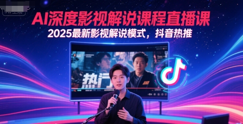 AI深度影视解说课程直播课，2025最新影视解说模式，抖音热推-星火爱财