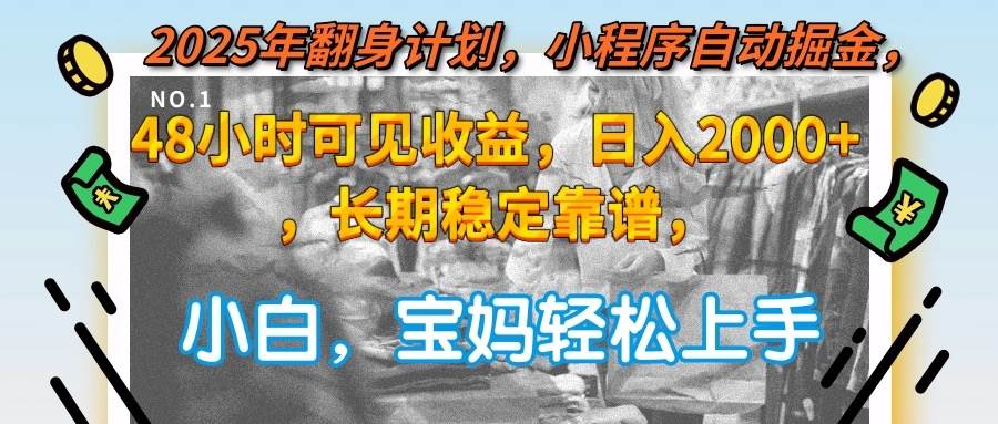 （15082期）2025年翻身计划，小程序自动掘金48小时可见收益，日入2000+，长期稳定…-星火爱财