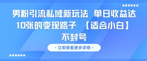男粉引流私域新玩法，单日收益达10张的变现路子 【适合小白】不封号-星火爱财