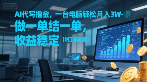 AI代写撸金，一台电脑轻松月入1-3W，做一单结一单，收益稳定【附工具教程】-星火爱财