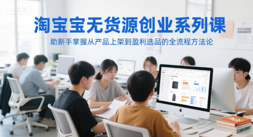 淘宝无货源创业系列课，助新手掌握从产品上架到盈利选品的全流程方法论-星火爱财