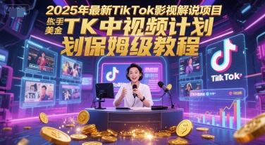 2025年最新TikTok影视解说项目，新手也能挣美金，TK中视频计划保姆级教程-星火爱财