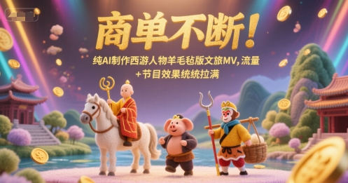 商单不断！纯AI制作西游人物羊毛毡版文旅MV，流量+节目效果统统拉满-星火爱财