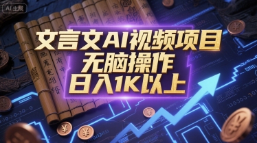 文言文AI视频项目，无脑操作，日入1K以上-星火爱财