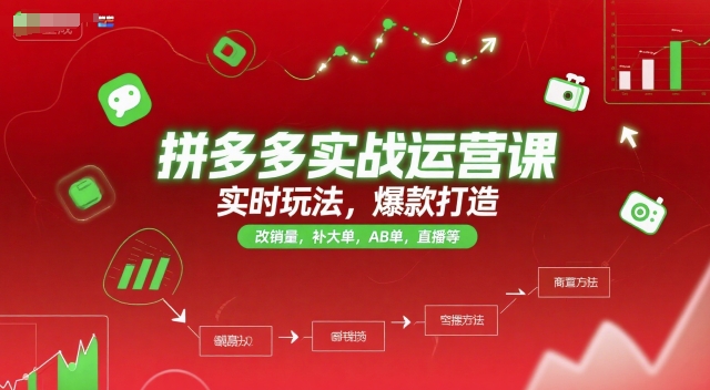 拼多多实战运营课，实时玩法，爆款打造，改销量，补大单，AB单，直播等（更新2025月）-星火爱财