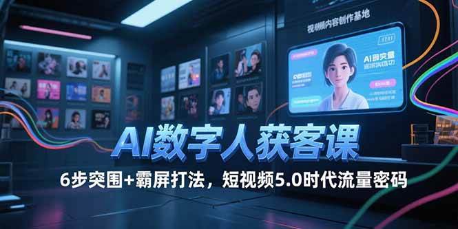 （15247期）AI数字人获客课，6步突围+霸屏打法，短视频5.0时代流量密码-星火爱财