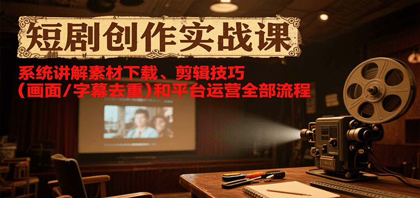 短剧创作实战课，系统讲解素材下载、剪辑技巧（画面/字幕去重）和平台运营全部流程-星火爱财