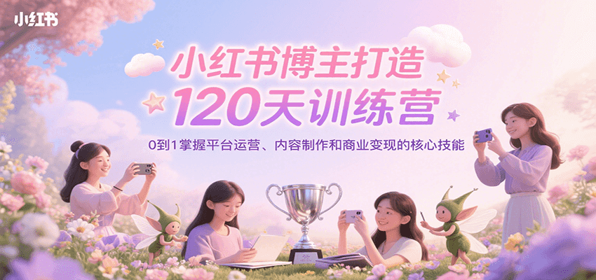 小红书博主打造120天训练营，0到1掌握平台运营、内容制作和商业变现-星火爱财