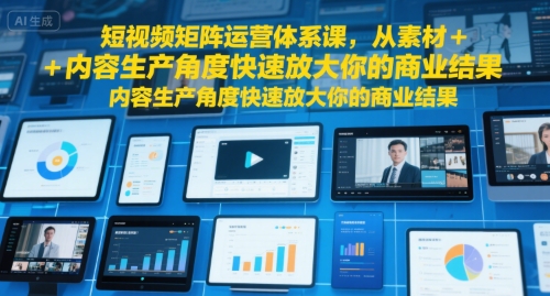 短视频矩阵运营体系课，从素材+内容生产角度快速放大你的商业结果-星火爱财