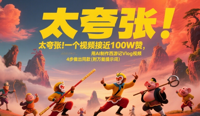 太夸张！一个视频接近100W赞，用AI制作西游记Vlog视频，全流程拆解来了(附万能提示词)-星火爱财