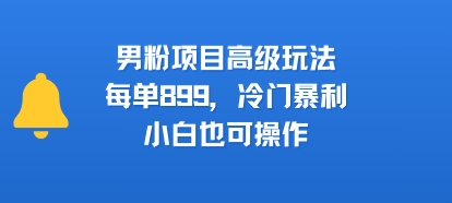 男粉项目高级玩法，每单899，冷门暴利，小白也可操作-星火爱财
